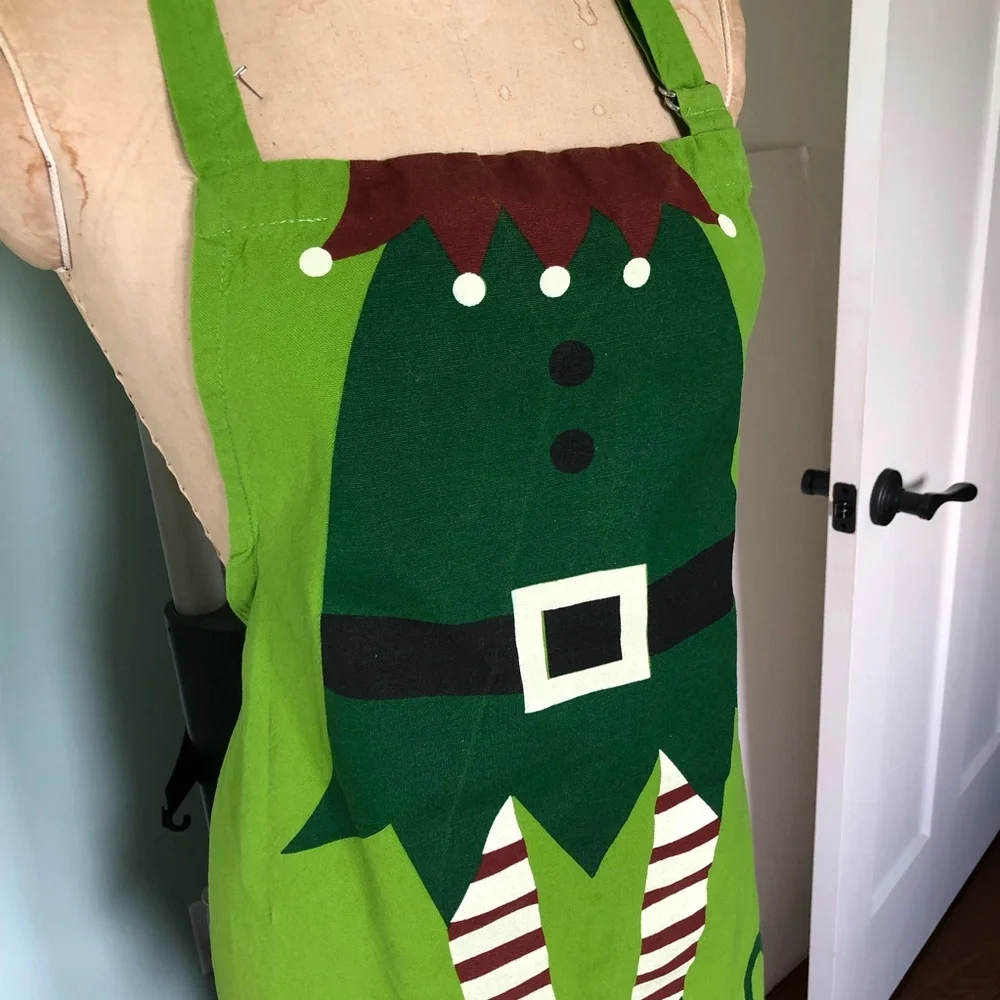 Christmas Elf Kitchen Apron Tie Strings Cotton by Hobby Lobby